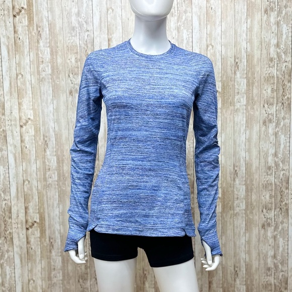 Lululemon Runderful Long Sleeve in Space Dye Camo Caspian Sapphire Blue [3522] - Picture 2 of 9